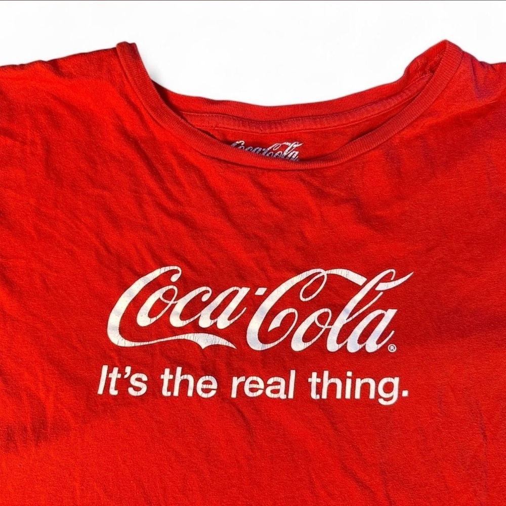 Vintage Coca Cola Red and White Short Sleeve Logo T Shirt size XL - Picture 2 of 4